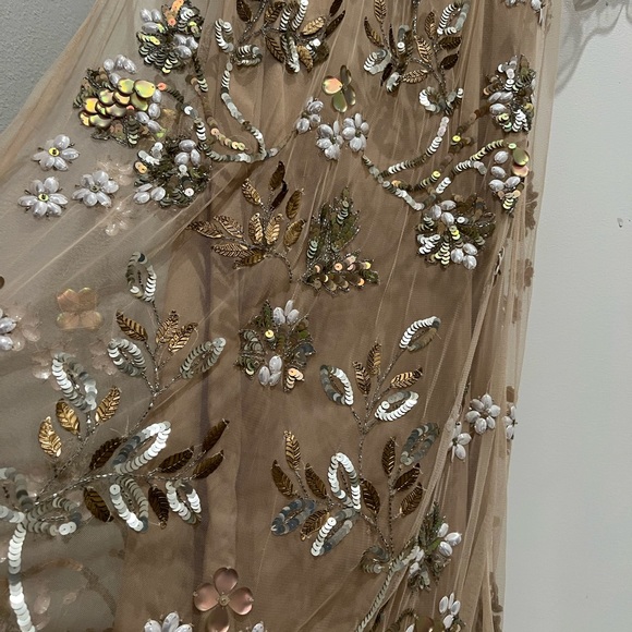 TOPSHOP Embellished Illusion Beige Tan Gown - Picture 9 of 14